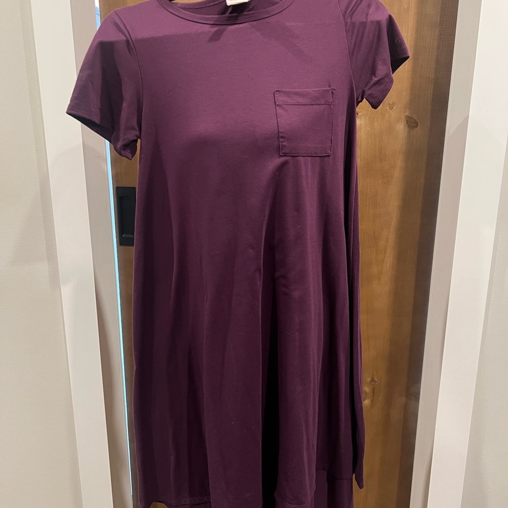 Purple Lularoe Short Sleeve Dress with Pocket